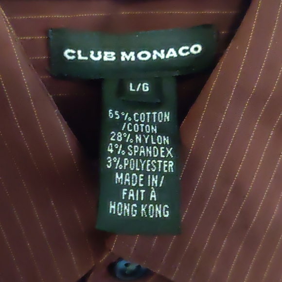Club Monaco Burgundy/Gold stripes shirt L - Picture 3 of 4